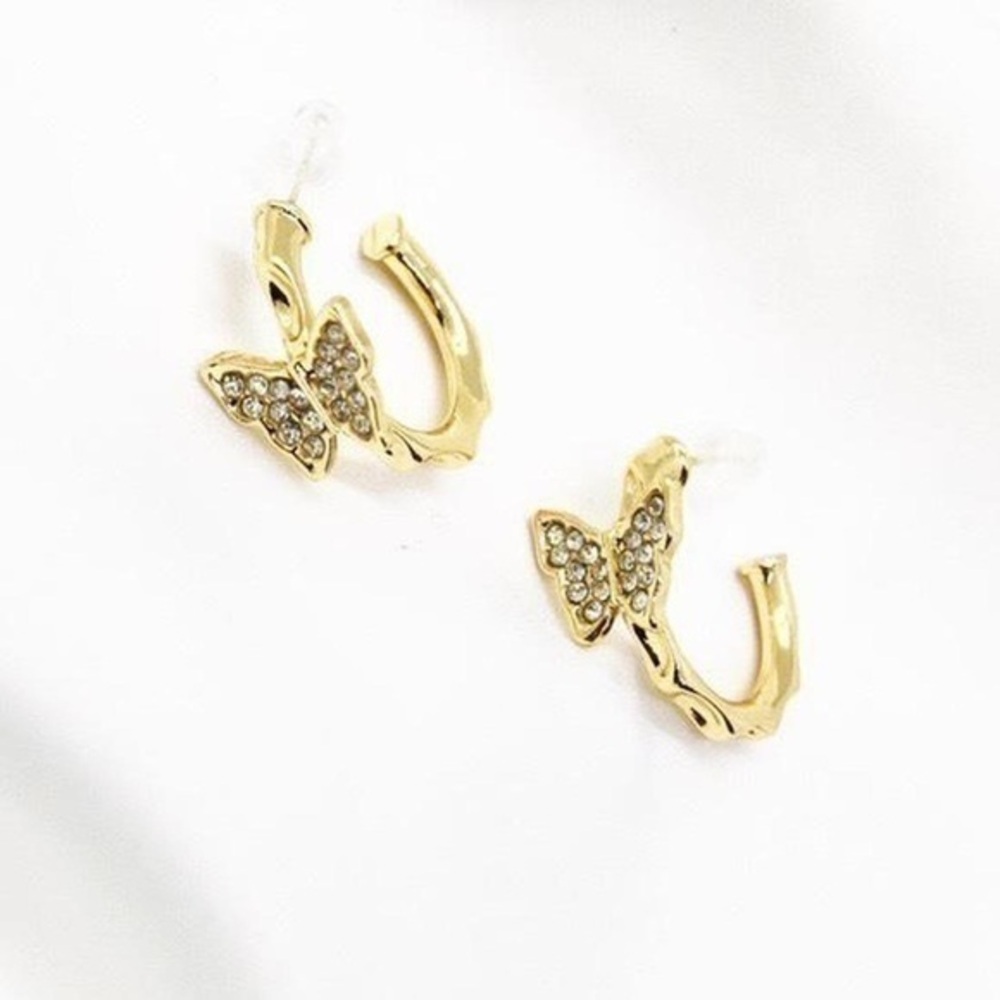Gold Butterfly Hoops